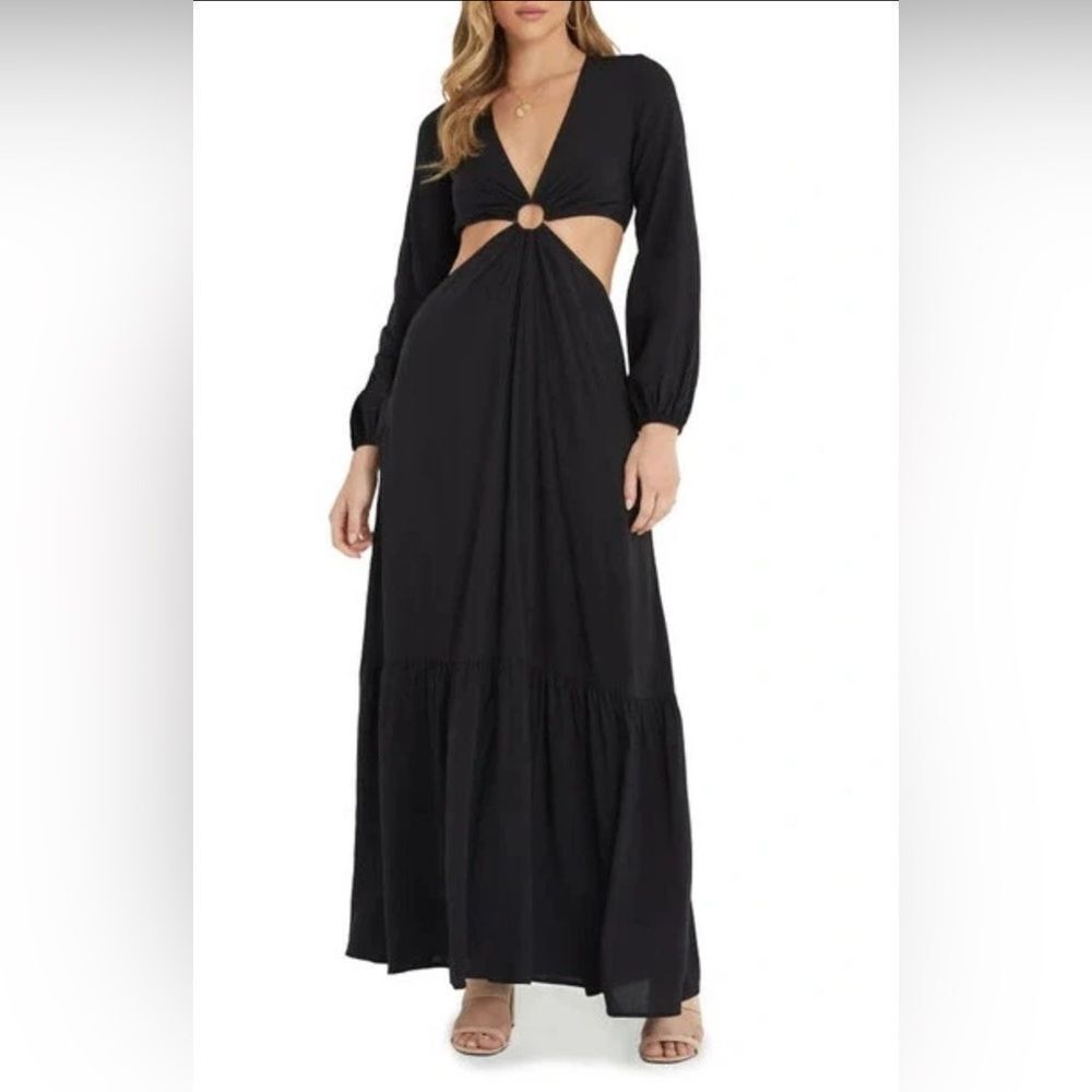 Vici Black Long Sleeve Cut-Out Dress